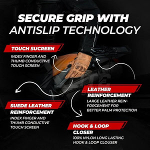 Premium Durable Comfortable Winter Leather Motorbike <b>Gloves</b> Safety Support Adjustable Wrist Strap Waterproof <b>Touchscreen</b> - Product Image 4