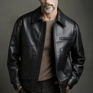 Bomber Jacket Made Genuine Sheep Skin Cargo Style Pockets Stand High Quality Aviation Hooded Garment Dyed Windproof Men - Product Image 1