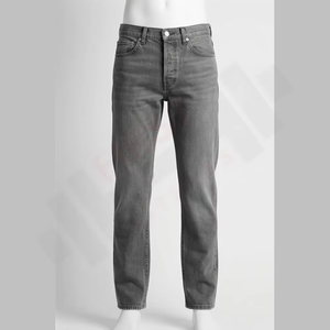 Jeans de Hombre Casuales de Moda al por Mayor, de Alta Calidad, Corte Recto, Ajuste Regular, Cintura Media, Color Gris Claro, Elásticos - Product Image 1