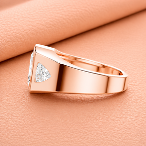 Anillo de compromiso de lujo con diamante cultivado en laboratorio de corte esmeralda en oro rosa, con piedras laterales trillón, joyería llamativa para mujer, IGI - Product Image 3