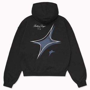 เสื้อฮู้ดโอเวอร์ไซส์ลายดาว Better Days สำหรับผู้ชาย สไตล์สตรีทแวร์ สีดำ ผ้าฝ้ายเฟรนช์เทอร์รี่ ทรงพอดีตัว ใส่ได้ทุกโอกาสในฤดูใบไม้ร่วง - Product Image 2