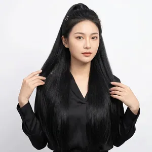 Virgin Hair Curly Remy Hair Long Natural Black Straight Remy Human Hair Weave Customizable Size - Product Image 3