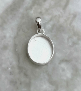 Super Genuine 925 Sterling Silver Breastmilk Jewelry Findings 18K Gold Plated Oval Bezel <b>Blank</b> Setting with Ashes Resin Filling - Product Image 1