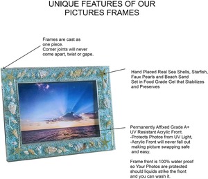 Handcrafted Ocean Theme <b>Acrylic</b> UV Printed Photo <b>Frame</b> with Seashells Starfish Coastal Decorative <b>Picture</b> <b>Frame</b> REHMAN CRAFT - Product Image 6