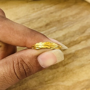 Trendy Design Brass <b>Rings</b> Boho Feather Band Minimalist Brass <b>Rings</b> For Women 18k Gold Plated Nature Jewelry Wholesale/OEM/ODM - Product Image 3