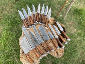 Ensemble de 17 couteaux de cuisine en acier Damas avec manches en bois ambidextres, comprenant des couteaux à steak et à découper, durables et tranchants - Product Image 3