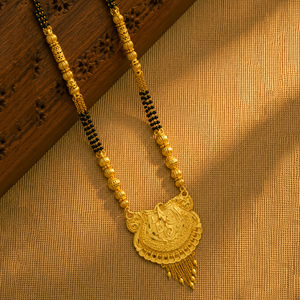 Mangalsutra largo de oro de 24 quilates al por mayor para mujeres casadas, mangalsutra largo indio para bodas, mangalsutra de uso diario con acabado dorado. - Product Image 2