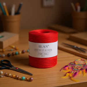 Bobina di Cordoncino in Cotone Ilan 4mm Rosso 250g per Forniture Artigianali - Product Image 2