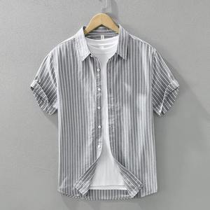 Camisa Casual de Lino Transpirable de Manga Corta con Cuello Mao y Bolsillos para Hombre al por Mayor - Colección Verano - Product Image 2