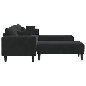 Juego de Sofá de 3 Piezas en Terciopelo Negro para Sala de Estar con Cojines Confortables - Product Image 5