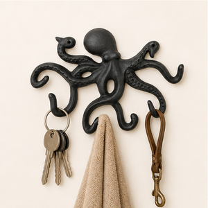 Heavy Duty Cast Iron Octopus Wall <b>Hook</b> Decorative Nautical Key Holder And Coat Rack <b>For</b> Entryway Bathroom & Mudroom Hanger - Product Image 2