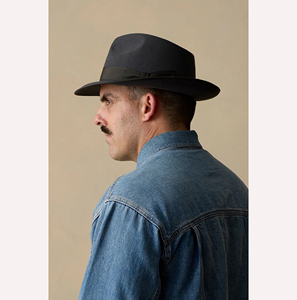 Chapeau Fedora Noir 100% Polyester Unisexe à Large Bord, Formel et Décontracté, Accessoire Adulte avec Ruban, Quatre Saisons, 56-58CM, Broderie à la Main - Product Image 5