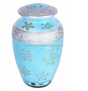 Premium Quality Blue Jar Metal Cremation urn Memorial Container Jar <b>Pot</b> Cremation Urns Metal Urns | - Product Image 1