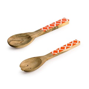 Textured Wooden Salad Pair – Elegant Spoon & Fork for Sophisticated Dining Spaces - Product Image 3