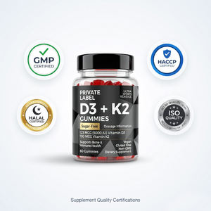 Gomitas de Vitamina D3 K2 OEM, Suplemento Dietético, Fabricante de Marca Privada, Suministro de Fábrica - Product Image 3