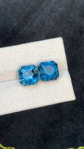 Pierre précieuse naturelle Topaze bleue de Londres, taille carrée, bleu profond, pierre brute du Brésil pour la fabrication de bijoux fins - Product Image 3
