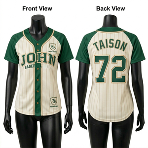 Camiseta de Béisbol para Mujer, 180 GSM, Poliéster Premium Transpirable, Rayas Teal, Mangas en Contraste Color Granate, Logotipo Personalizado por Sublimación - Product Image 5