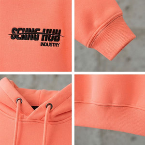 Hermosa sudadera con capucha de color melocotón para mujer, estilo informal, holgada, de 450 GSM, de algodón grueso, transpirable y sin costuras. - Product Image 4