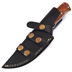 Cuchillo de Caza y Supervivencia de Acero de Damasco OEM ODM, Superventas, para Uso Diario, Hoja Fija, Funda de Cuero y Madera - Product Image 5