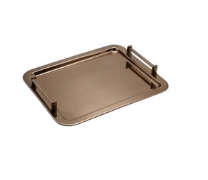 Plateau de service rectangulaire en métal, acier inoxydable poli, passe au lave-vaisselle, design minimaliste, plateau de couleur unie - Product Image 6