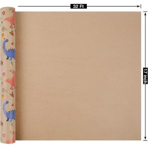 Rollos de Papel de Regalo Navideño Mini de 17 x 32 Pulgadas, Diseño de Dinosaurios Esquiando en la Nieve, Amarillo, Azul y Rojo, Artículos para Fiestas - Product Image 2