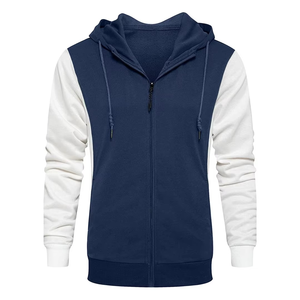 Survêtement Homme Bleu Marine et Blanc à Blocs de Couleurs, Col Montant à Capuche, Fermeture Éclair Intégrale, Respirant, Sportswear Décontracté, Coupe Droite, Idéal Automne - Product Image 5