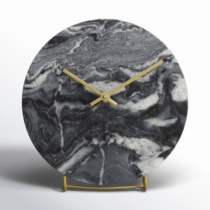 Marble <b>Table</b> <b>Clock</b> Round Shape Elegant Desk <b>Clock</b> Luxury Home Office Decor Modern Stone Decorative Purpose Tabletop <b>Clock</b> - Product Image 1