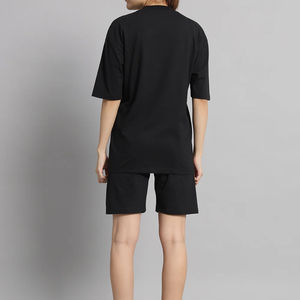 Conjunto de 2 Piezas para Mujer, Camiseta y Pantalones Cortos por Encima de la Rodilla, Diseño Personalizado 2025, Lona Lavada, Ropa Deportiva de Verano - Product Image 2