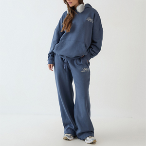 OEM <b>Custom</b> Womens Tracksuit DTF Personalized Casual Polyester Cotton Two Piece Set Hoodie Pants Trendy Street Wear Clothing - Product Image 2