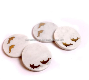 Handcrafted <b>Round</b> Natural Stone Coasters Bulk <b>Set</b> with Eco-Friendly Smooth Finishing <b>for</b> Kitchen Use - Product Image 2