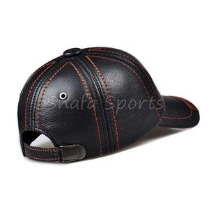Gorra de Béisbol de Cuero Genuino para Hombre, Gorro de Cuero Vacuno Negro, Ajustable, para Otoño e Invierno - Product Image 3