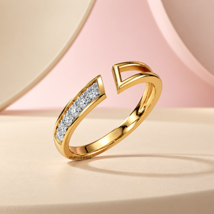 แหวนหมั้นเพชรทรงเรขาคณิตทันสมัยแบบเปิด สำหรับทุกเพศ ทอง 10K 14K 18K เงิน 925 935 - Product Image 1