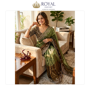 Vente en gros de vêtements indiens de créateur de la meilleure qualité pour mariage, sari en mousseline de soie Fendy douce avec broderie et travail de sequins - Product Image 2