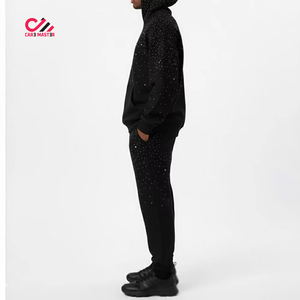 Conjunto deportivo de hombre con pedrería, estilo urbano, sudadera con capucha y pantalones, estilo casual, tela transpirable. - Product Image 5