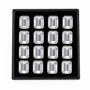เพชรทรงเอเมอรัลด์ ความสะอาดระดับ VVS สี EF น้ำหนัก 10 ถึง 12 กะรัต เพชรสังเคราะห์ CVD แบบเม็ดเดี่ยว ได้รับการรับรองจาก IGI เจาะด้วยเลเซอร์ ฝังแบบ Iced - Product Image 1