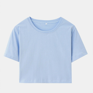 เสื้อครอปแขนสั้นผู้หญิง ผ้าฝ้าย 100% เป็นมิตรกับสิ่งแวดล้อม ระบายอากาศได้ดี เหมาะสำหรับฤดูร้อน สไตล์ลำลอง ประดับพู่เพชร กระดุมติดโลโก้ - Product Image 5