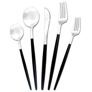 Juego de cubertería de acero inoxidable de alta calidad, con mango negro único, diseño para restaurante, hotel y boda - Product Image 1