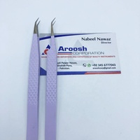 Pince à épiler professionnelle de haute qualité en acier inoxydable durable avec grip diamanté noir, logo personnalisé, pour extensions de cils, type J 45/90