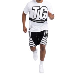 Men Streetwear Cotton T-shirt and Shorts <b>Set</b> Two Piece Casual Summer Outfit Printed Sportswear Tracksuit Custom OEM Manufacturer - Product Image 6
