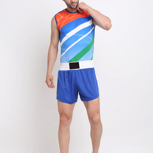 Uniformes de Boxeo al por Mayor de la Mejor Calidad, 100% Poliéster, Nueva Moda, Chaleco y Pantalones Cortos de Boxeo con Estampado Personalizado - Product Image 2