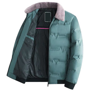 <b>Men's</b> Casual Winter Jacket with Stand <b>Fur</b> Collar New Materials Cotton Blend Warm <b>Coat</b> <b>for</b> Mature <b>Men</b> with Front Logo - Product Image 1