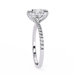 Bague de fiançailles en diamant de laboratoire taille princesse 2,00 ct, en or jaune 18 carats vermeil, avec halo pavé et griffes pavées, pour femme - Product Image 5