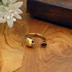 Gold Plated Open Adjustable Gemstone <b>Ring</b> Minimalist <b>Statement</b> <b>Ring</b> for Women Fashion Jewelry OEM ODM Wholesale - Product Image 3