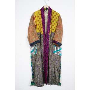 Robe longue en soie pour femme, style kimono vintage imprimé bohème, tenue de plage respirante, taille unique, kimono japonais pour femme - Product Image 3