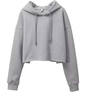 Wholesale Custom Made 45% Cotton 55% Polyester Fleece <b>Lining</b> <b>Blackout</b> Sky Script Cropped Womens Hoodies - Product Image 1