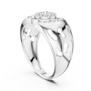 REGAL SHIELD LAB GROWN DIAMOND <b>RING</b> <b>SET</b> in 18KT SOLID WHITE <b>Gold</b> with SIDE STONE BRILLIANT CUT Engagement Wedding DAILY for MEN - Product Image 3