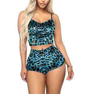 Ensemble pyjama femme sans manches à volants imprimé léopard, débardeur et pantalon, tenue de détente 2026 - Product Image 4
