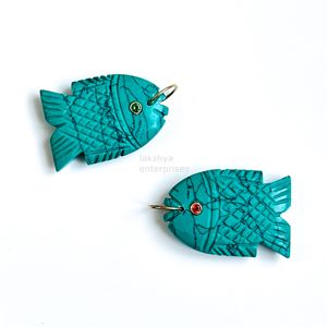 Colgante de pez turquesa azul AAA tallado a mano, amuleto de pez de piedra preciosa, plata 925, hecho a mano, cristal curativo, para fabricación de joyas al por mayor - Product Image 2