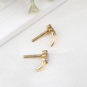 ต่างหูเพชรแท้ทรงกลุ่มแบบหนีบ 14K ทองคำแท้สีเหลือง ขายส่ง เครื่องประดับชั้นดี Memoria Jewels - Product Image 3