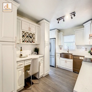 ตู้เก็บของในครัวไม้สีขาวราคาประหยัด แบบ PW Free Layout พร้อมลิ้นชักไม้อัดแบบยกสูง บานพับและรางเลื่อน - Product Image 1